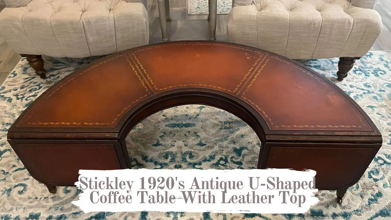 You are currently viewing Stickley Antique U Shaped Coffee Table With Leather Top