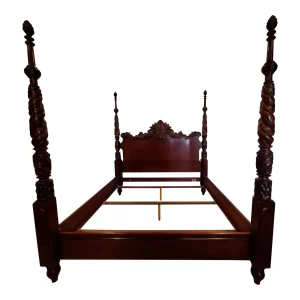Ralph Lauren Henredon Mahogany Four Poster King Size Bed Frame for sale used image